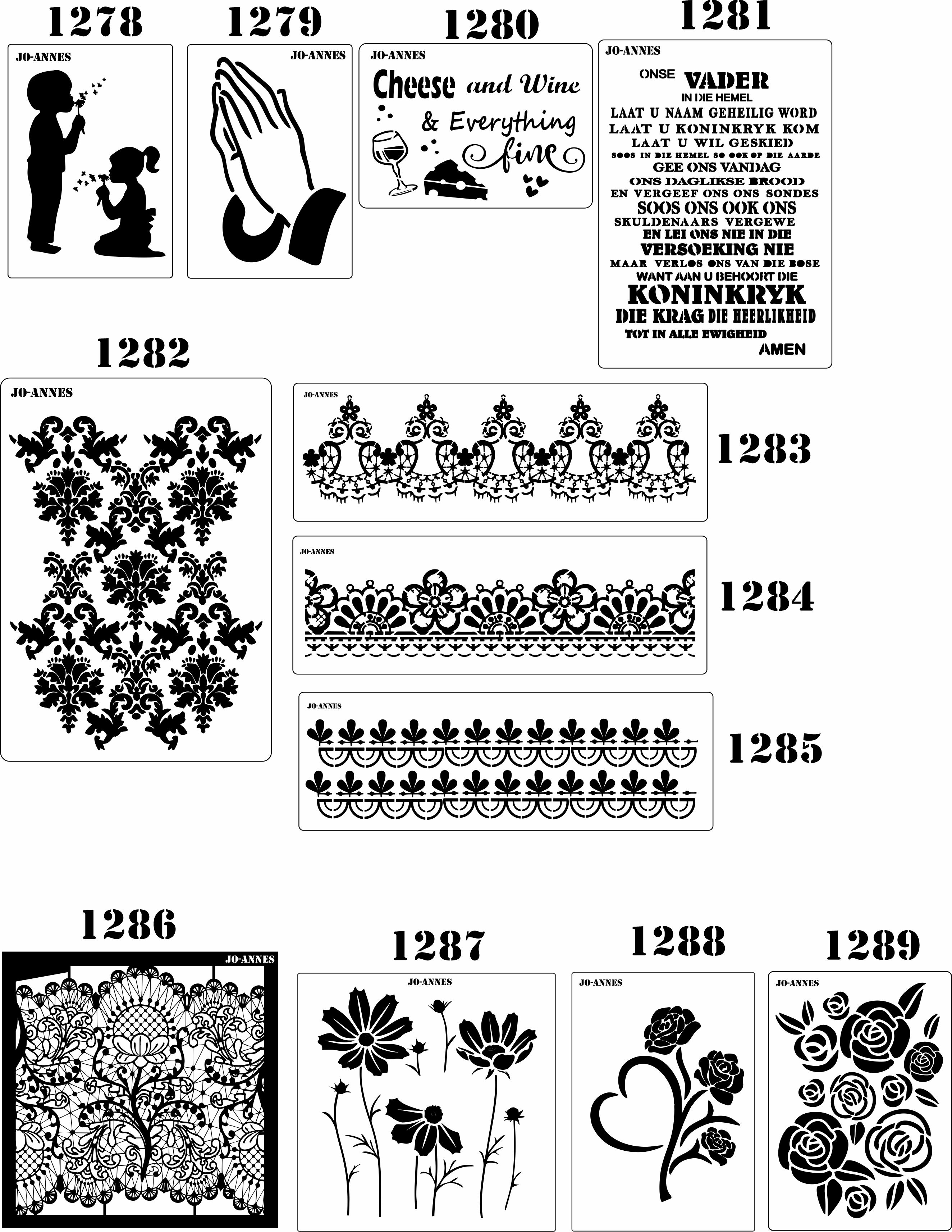jo stencils 1278 to 1289